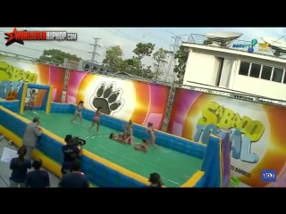 brazilian womens slip-n-slide soapy soccer outdoor inflatable water football gam